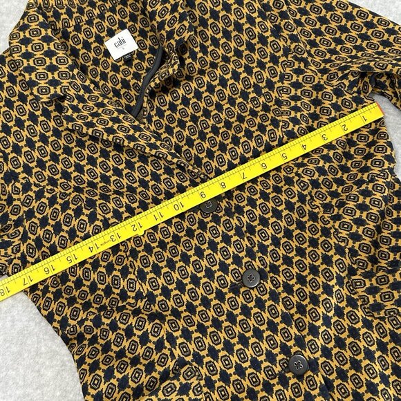 CAbi Kensington Proper Medallion Jacket Sz S VTG Knit Navy & Mustard - Picture 6 of 11